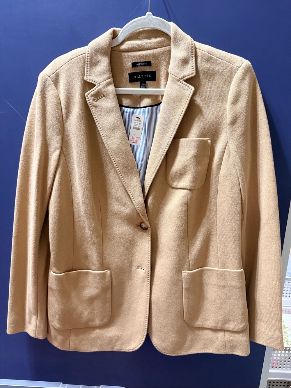 Talbots Tan Single-Button Wool-Blend Blazer